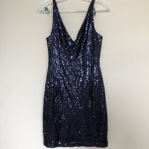 lulu's navy sequin bodycon dress worn once
